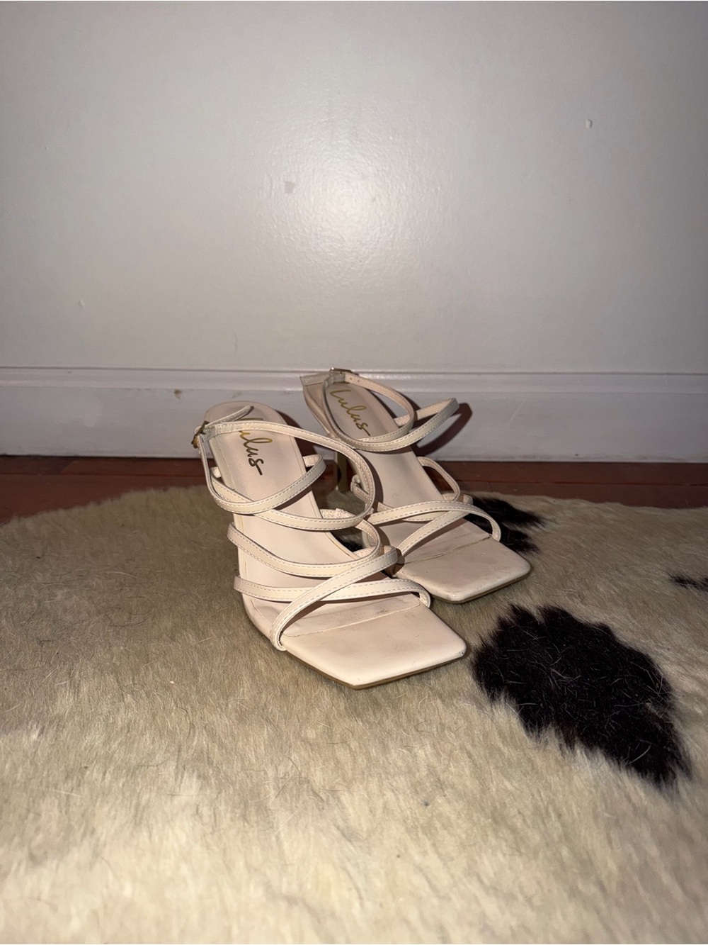 Lulu’s Skyy Beige Strappy High Heel Sandals